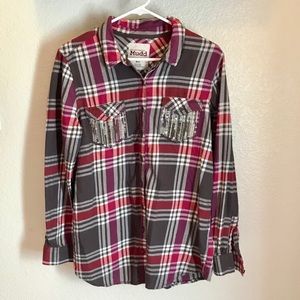 Women’s plaid button down top